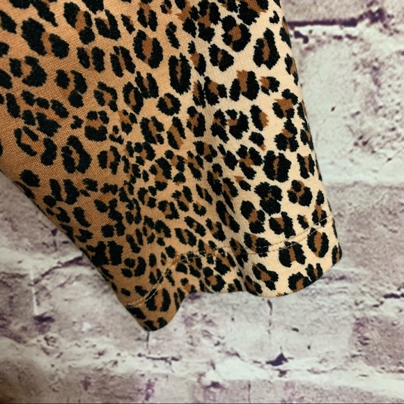 Lark & Ro Black Brown Faux Wrap Animal Print 3/4 Sleeve Dress - Picture 6 of 11